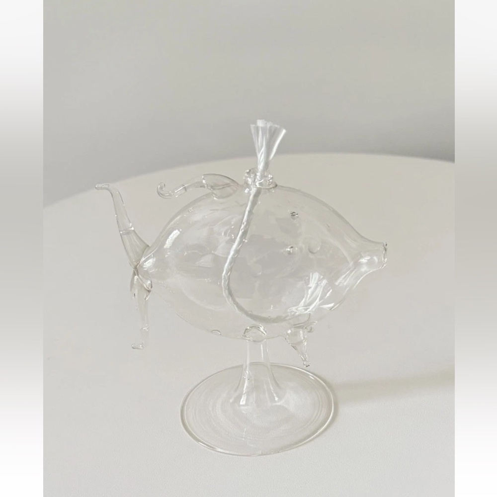Art Glass Oil Lamp Fish Design with Wick and Glass Stem Included